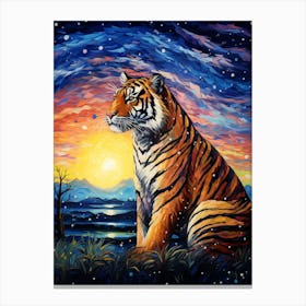 Tiger At Sunset Canvas Print