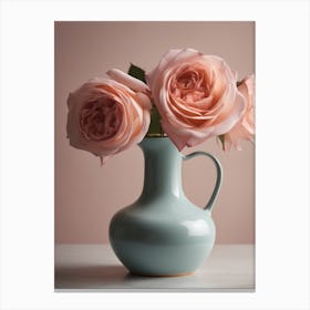 A Vase Of Pink Roses 50 Canvas Print