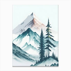 Mountain And Forest In Minimalist Watercolor Vertical Composition 244 Canvas Print