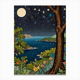 William Morris Night At The Beach Canvas Print