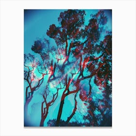 Blue Trees Double Exposure Canvas Print