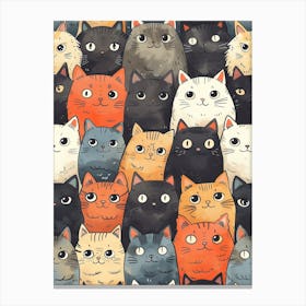 Perfectly Repeatable Artwork With Cute Cat Faces 75 Canvas Print