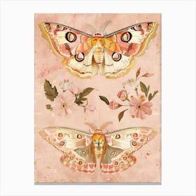 Pink Butterflies William Morris Style 9 Canvas Print