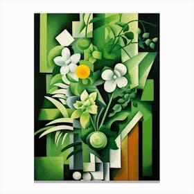 Green Cubist Reverie Canvas Print