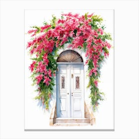 Amalfi, Italy   Mediterranean Doors Watercolour Painting 2 Canvas Print