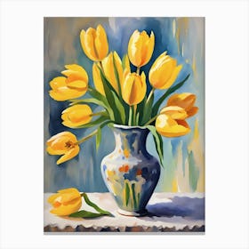 Yellow Tulips in a Vase Canvas Print