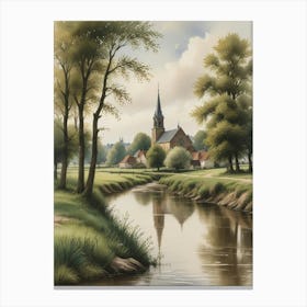 Church By The River Canvas Print