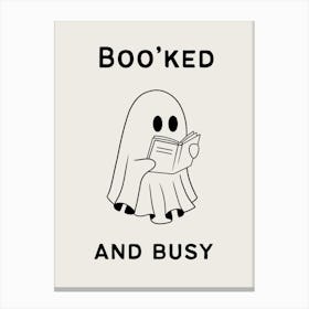 Boo’ked And Busy | Cute Ghost Reading 3 Canvas Print