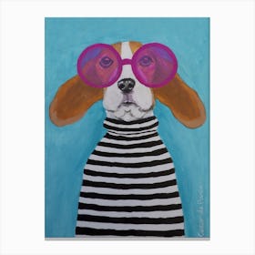 Stripy Beagle Canvas Print