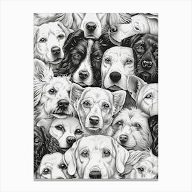 Perfectly Repeatable Artwork With Cute Dog Faces 10 Canvas Print