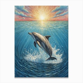 Dolphin Leaping At Sunset 1 Canvas Print