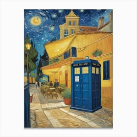 Tardis On The Terrace At Arles - Van Gogh inspired Art Print 8 Canvas Print