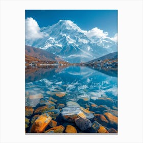 Nepal Mountain Reflected In Lake Canvas Print