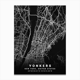 Yonkers New York Usa Black Map Toile