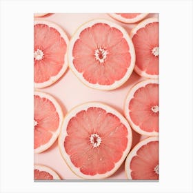 Pink Aesthetic Grapefruit Slices Photography Canvas Print