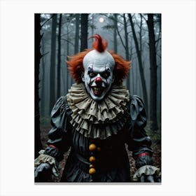 The Moonlit Clown’s Curse Spooky Clown Canvas Print