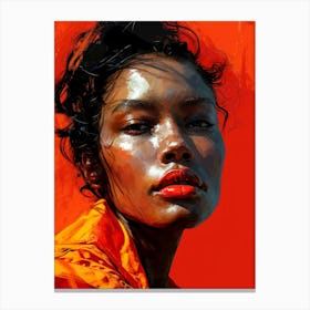 Portrait Of A Black Woman painting Canvas Print