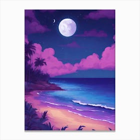 Full Moon On The Beach 1 Canvas Print