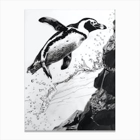 African Penguin Diving Into The Water 2 Canvas Print