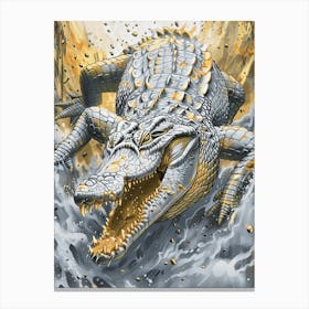 Crocodile Precisionist Illustration 3 Canvas Print