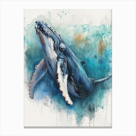 Humpback Whale Pastel Watercolour 1 Canvas Print