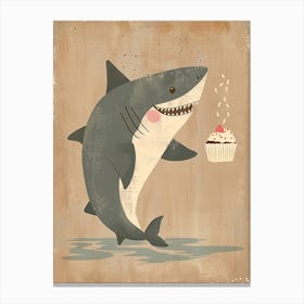 Shark & A Cupcake Muted Pastels 2 Canvas Print