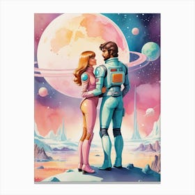 Space Lovers vintage retro sci-fi art Canvas Print