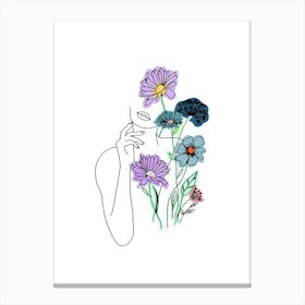 Flowers And A Woman Canvas Print