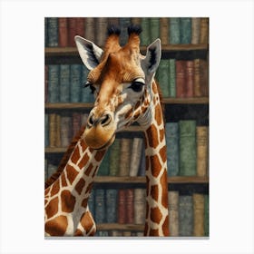 Giraffes In The Library Canvas Print