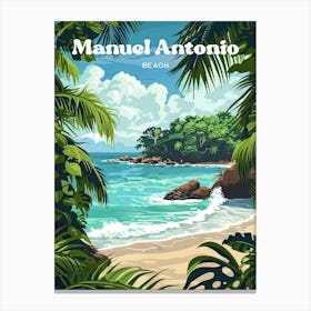 Manuel Antonio Beach Costa Rica Island Digital Travel Illustration Stampe su tela