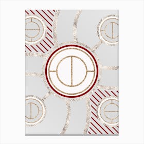 Geometric Glyph Abstract in Festive Gold Silver and Red n.0077 Canvas Print