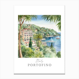 Italy Portofino Storybook 4 Travel Poster Watercolour Canvas Print