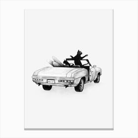 Black Cats In The Car Canvas Print