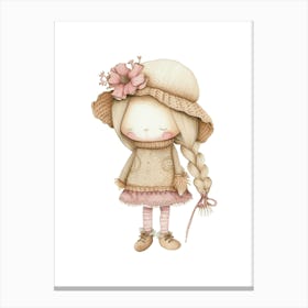 Little Girl In A Hat Canvas Print