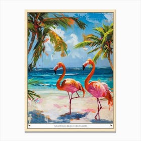 Greater Flamingo Flamingo Beach Bonaire Tropical Illustration 2 Poster Canvas Print