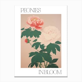 Peonies In Bloom Flowers Bold Illustration 1 Canvas Print