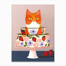 Cat And A Trifle Cake 6 Canvas Print