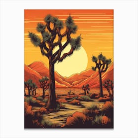  Retro Illustration Of A Joshua Trees At Sunset 2 Canvas Print