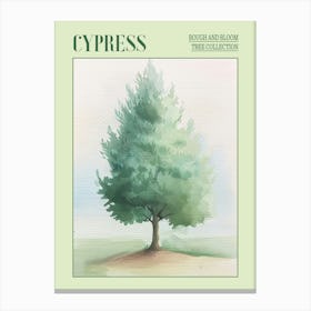 Cypress Tree Atmospheric Watercolour Painting 1 Poster Canvas Print