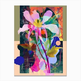 Columbine 1 Neon Flower Collage Canvas Print