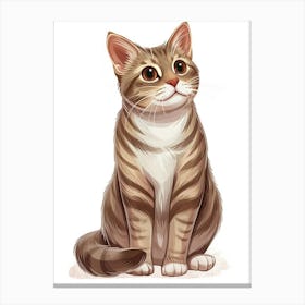 American Bobtail Cat Clipart Illustration 12 Canvas Print