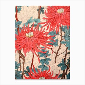 Red Spider Lily Pattern Illustration Canvas Print