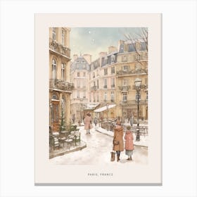 Vintage Winter Poster Paris France 2 Canvas Print