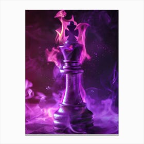 Chess Piece On Fire Canvas Print