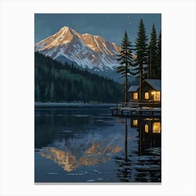 Cabin On The Lake Canvas Print