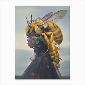 "Surreal Bee Fusion Fashion Portrait" Canvas Print