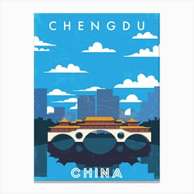 Chengdu, China — Retro travel minimalist poster Canvas Print