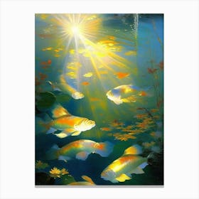 Kin Matsuba 1, Koi Fish Monet Style Classic Painting Canvas Print