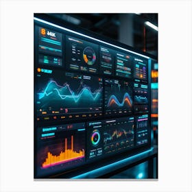 A Digitally Illustrated Dashboard Interface For Advanced Ai Business Management Dashboards Show Met (6) Canvas Print