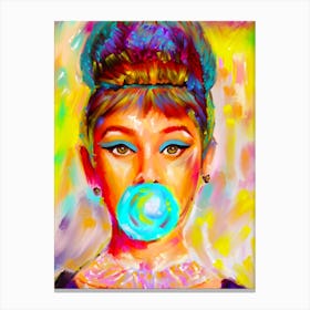 Audrey Hepburn Bubblegum Canvas Print